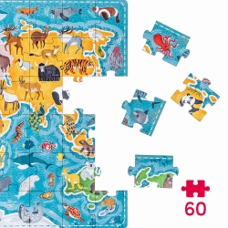 Puzzlove CzuCzu Zwierzęta Mapa świata (60 elementów) 4+